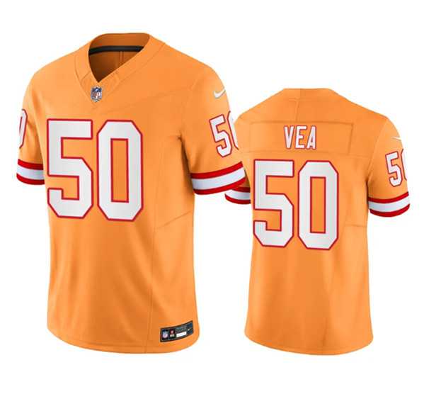 Mens Tampa Bay Buccaneers #50 Vita Vea Orange Throwback Limited Stitched Jersey